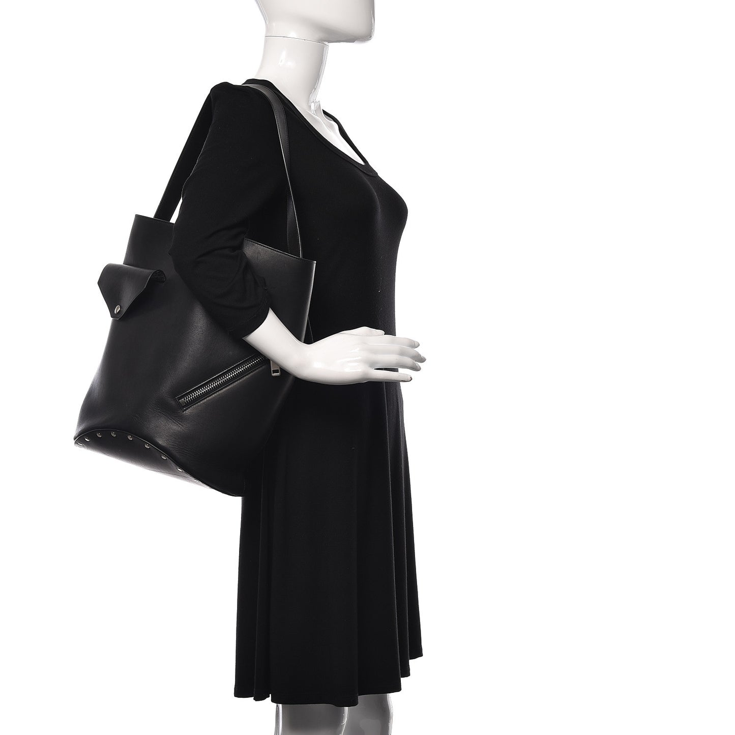 Natural Calfskin Biker Bucket Shoulder Bag Black Sunflower