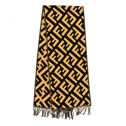 Fendi Cashmere FF Scarf Black Giallo 2 of 3