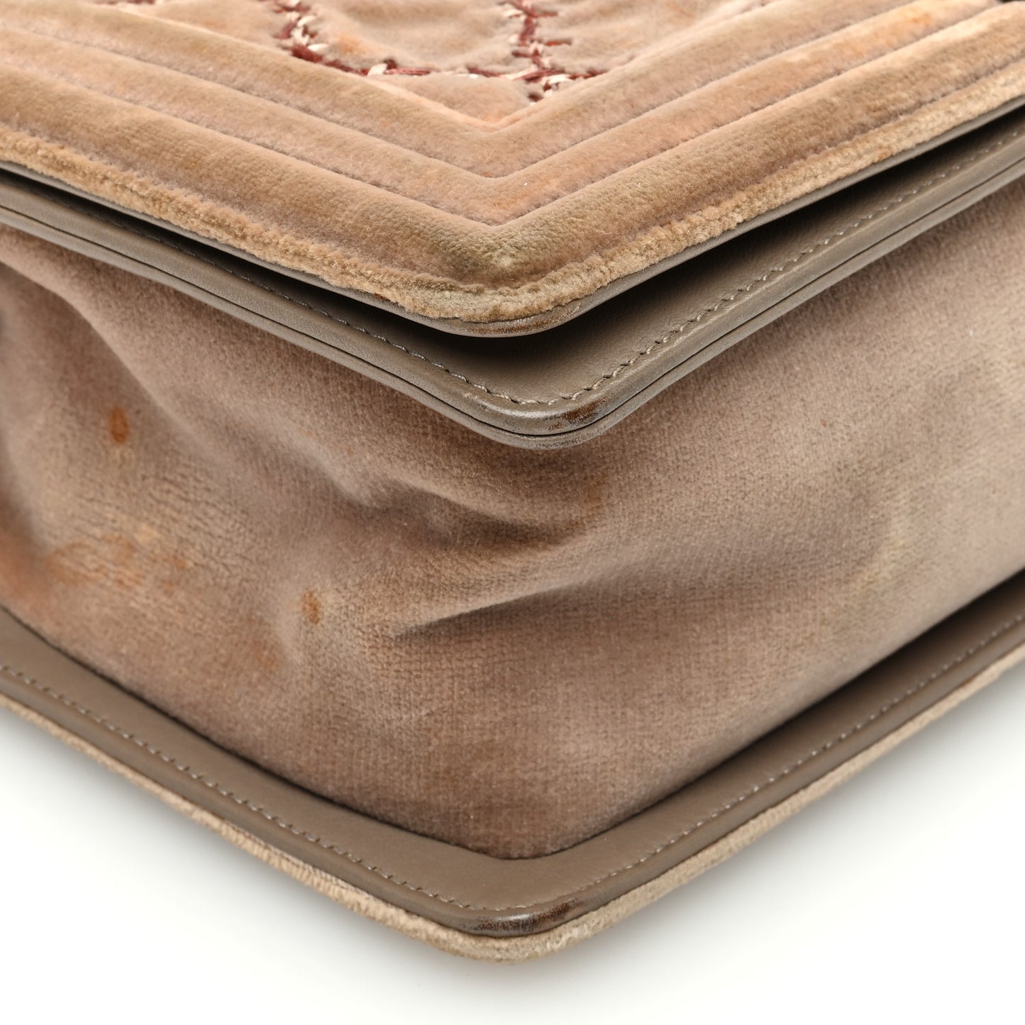 Velvet Tweed Quilted Medium Boy Flap Beige