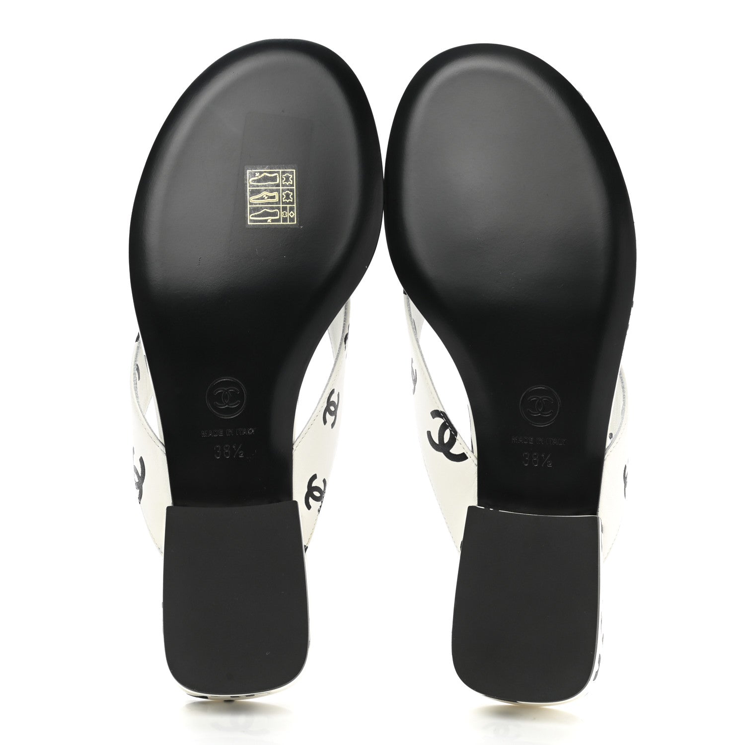 Chanel Printed Lambskin Coco Beach Thong Sandals 38.5 White Black 5 of 8
