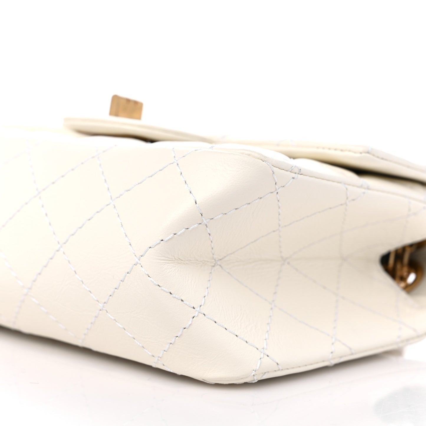 Aged Calfskin Quilted 2.55 Reissue Mini Flap White