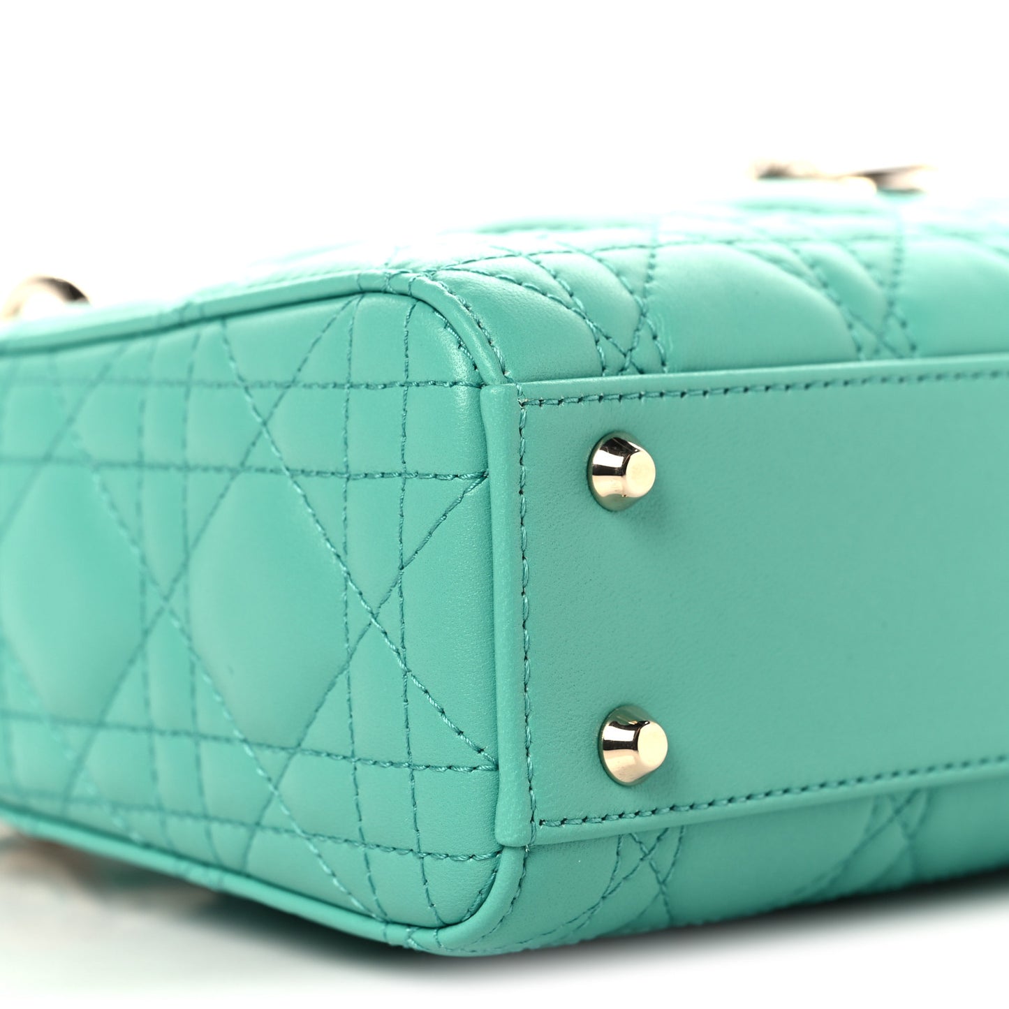 Lambskin Cannage Mini Lady Dior Aquamarina