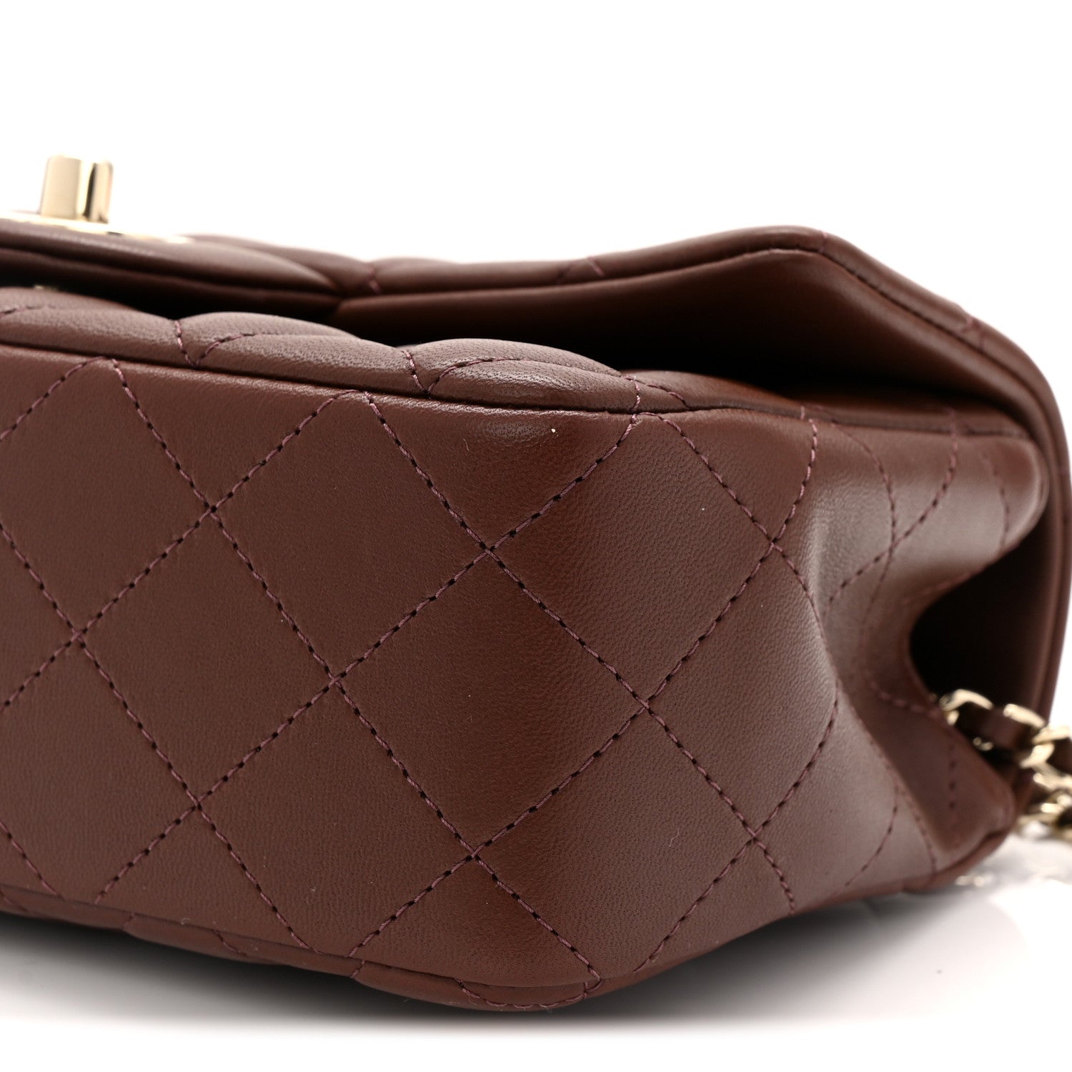 CHANEL ブラウン キルティング バッグ Chanel Lambskin Quilted Mini Top Handle Rectangular Flap Dark