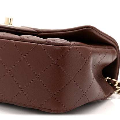 Chanel Lambskin Quilted Mini Top Handle Rectangular Flap Dark Brown 10 of 11