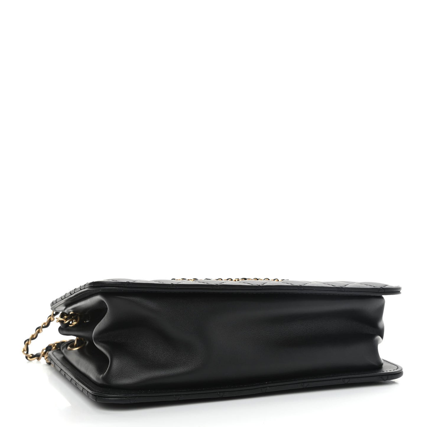 Calfskin Quilted CC Chain Accordion Tote Black