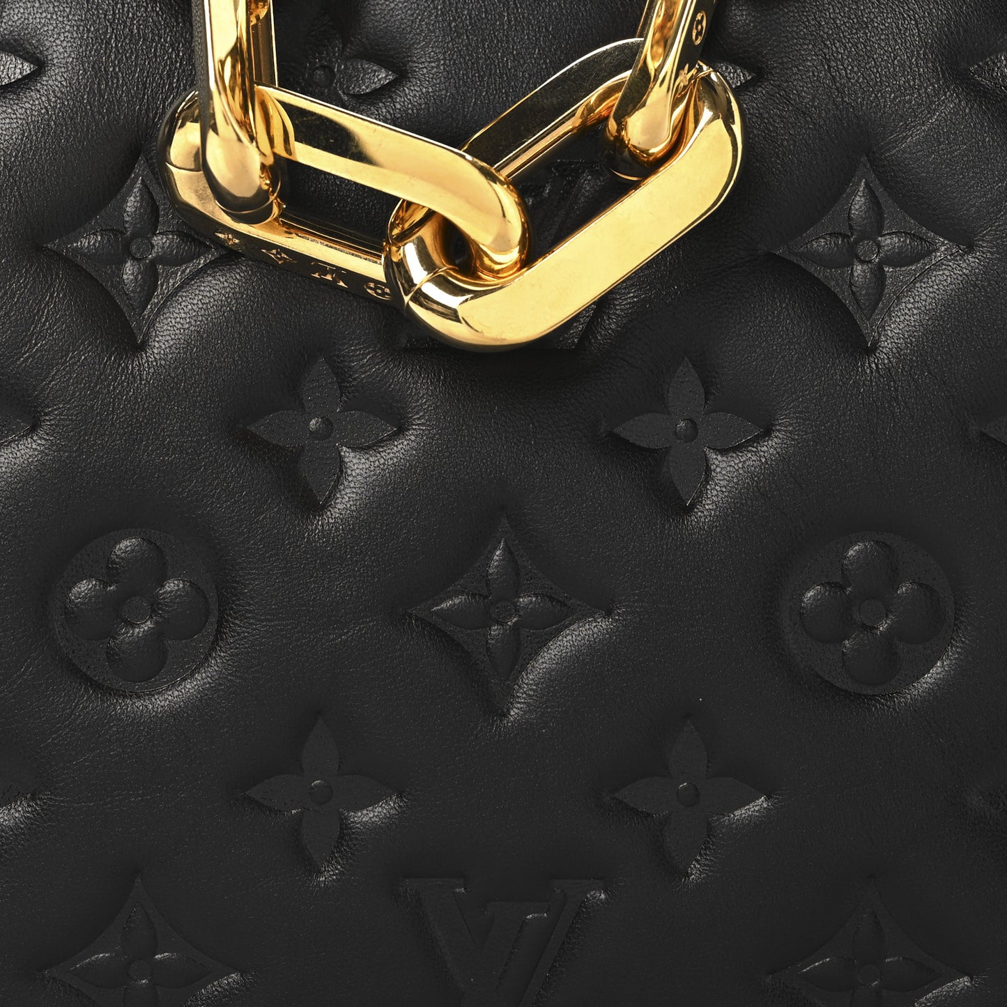 Lambskin Embossed Monogram Coussin BB Black