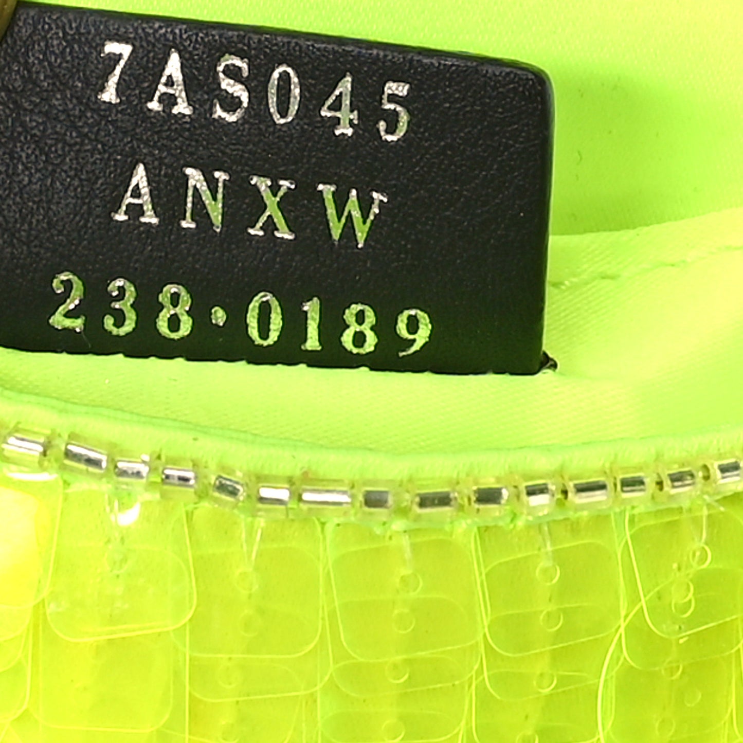 Transparent Paillettes Vitello King Nano Maxi Buckle Baguette Charm Yellow Fluo