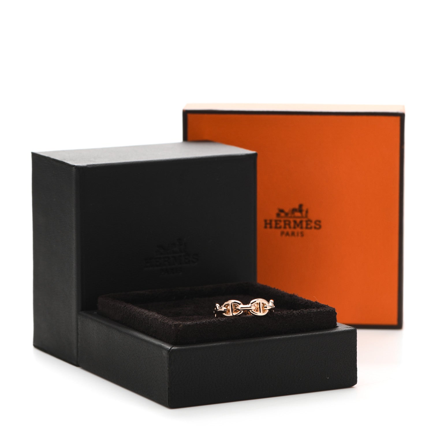 Hermes 18K Rose Gold PM Chaine D'Ancre Enchainee Ring 52 6 5 of 5