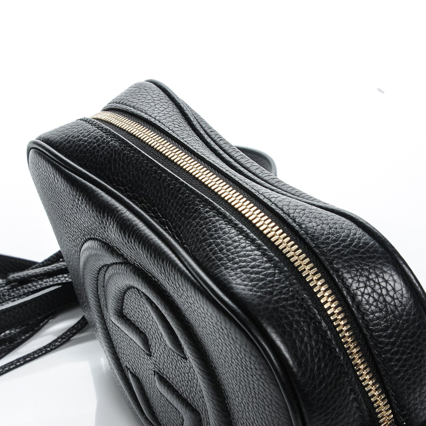 Pebbled Calfskin Small Soho Disco Bag Black