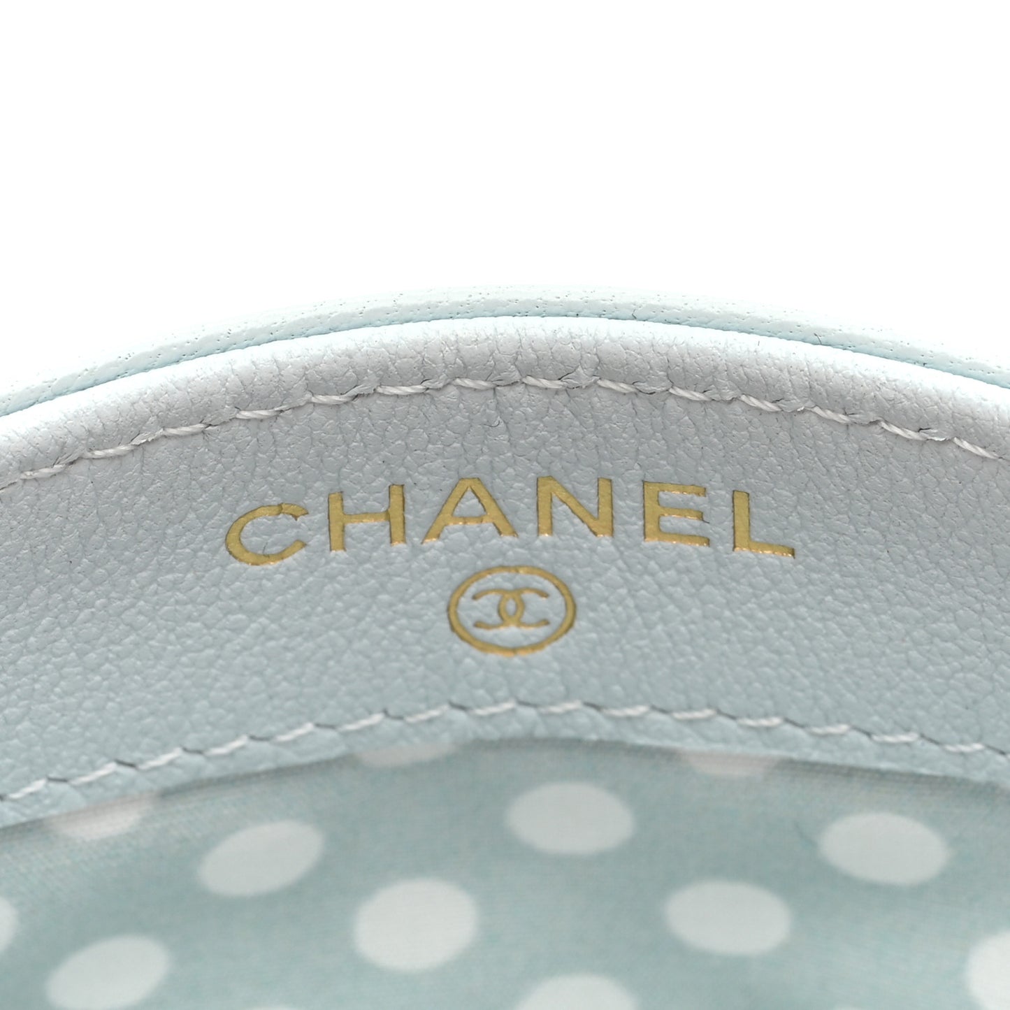 Lambskin Pearl Quilted Card Holder Light Blue