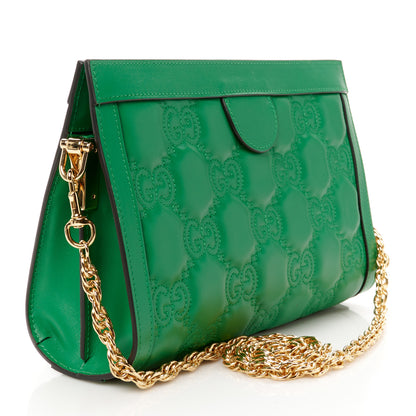 Gucci Calfskin GG Matelasse Small Slim Chain Shoulder Bag Spring Green Natural 3 of 12