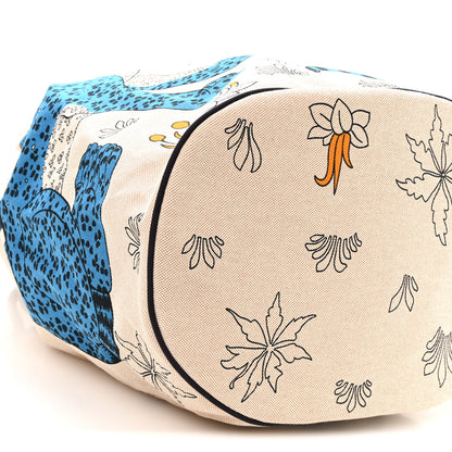 Hermes Cotton Canvas Les Leopards Tote Bag Bleu Sable 9 of 11