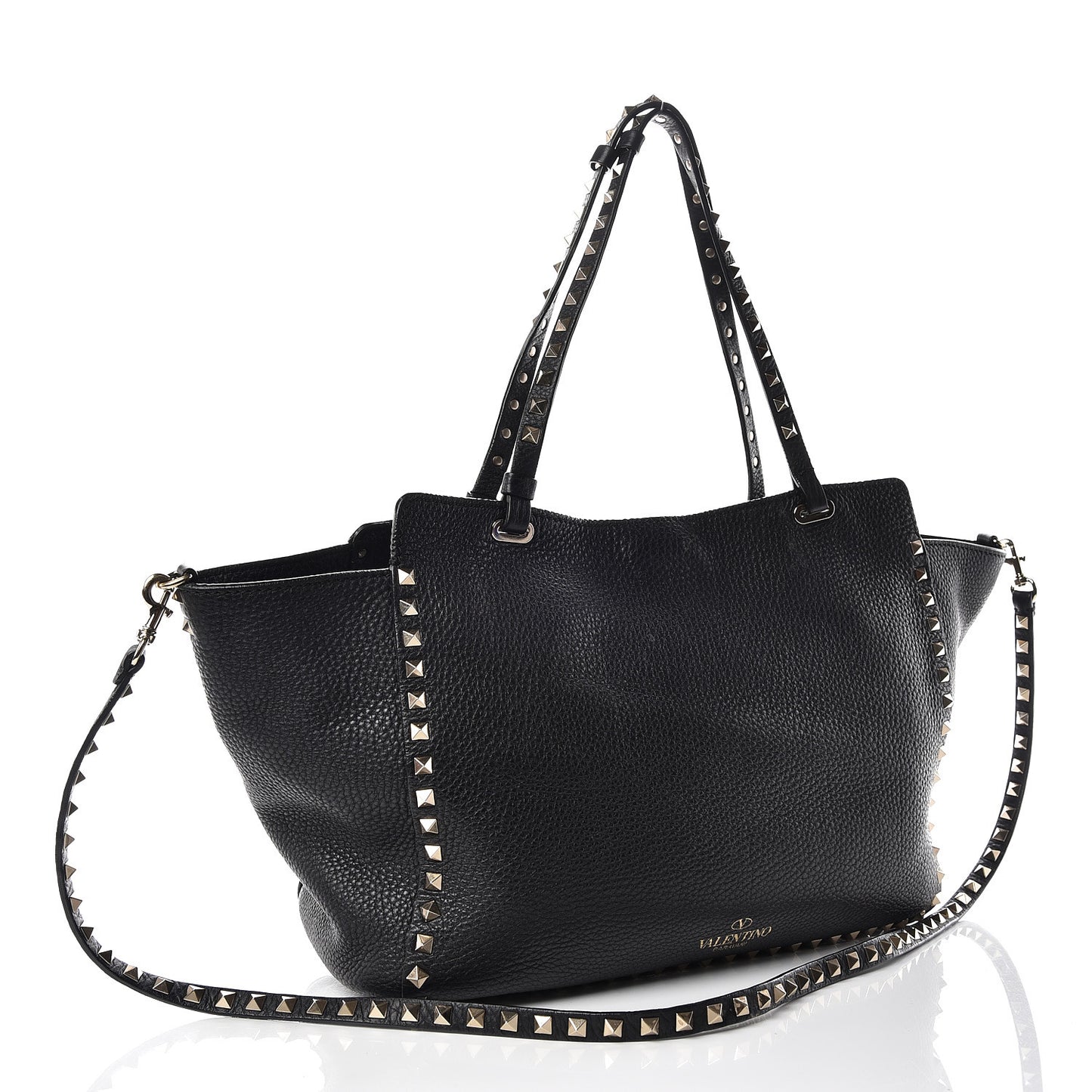 Alce Printed Calfskin Medium Rockstud Tote Black