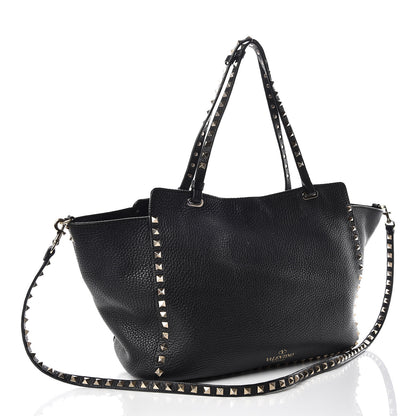 Valentino Garavani Alce Printed Calfskin Medium Rockstud Tote Black 4 of 17