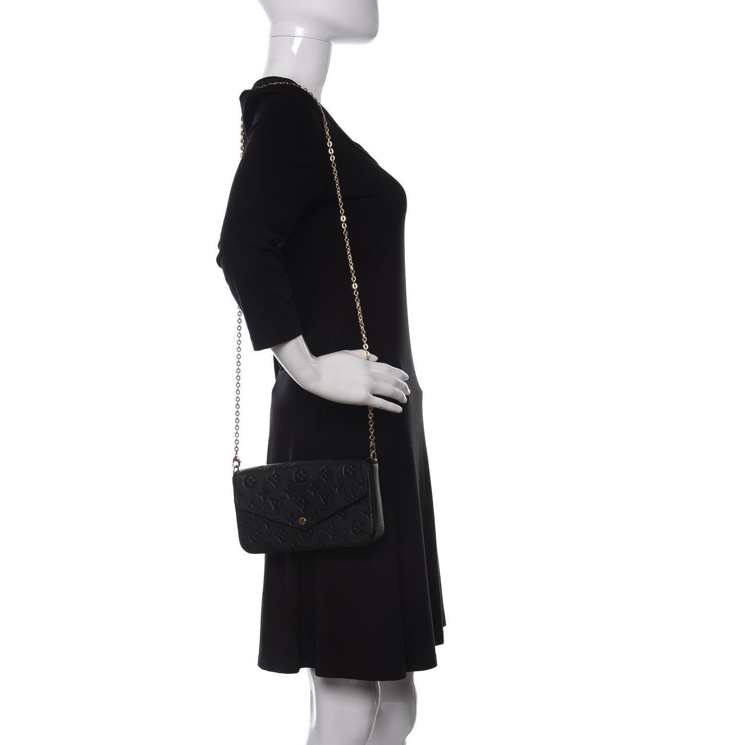 Louis Vuitton Empreinte Pochette Felicie Chain Wallet Black 2 of 11