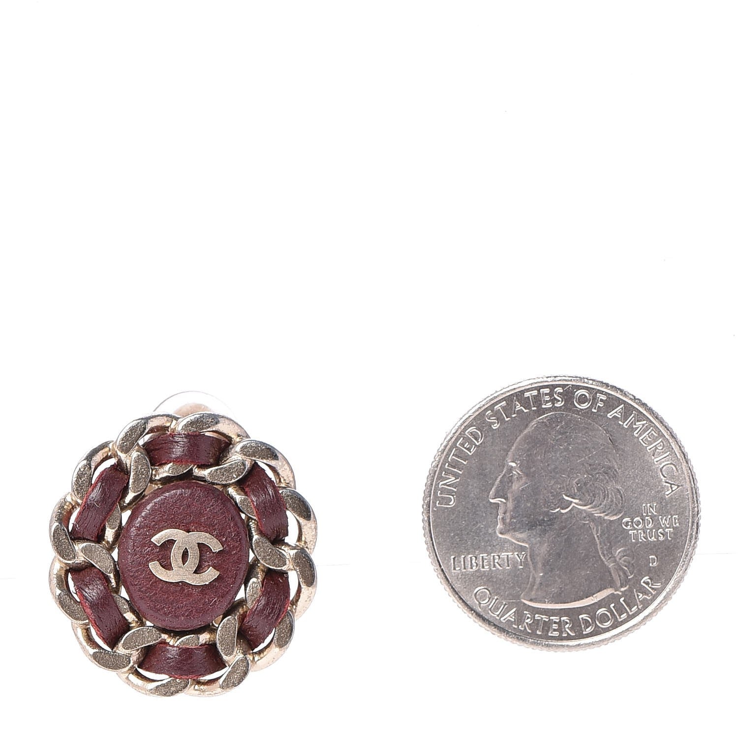 Chanel Lambskin Chain CC Clip On Earrings Burgundy 2 of 4