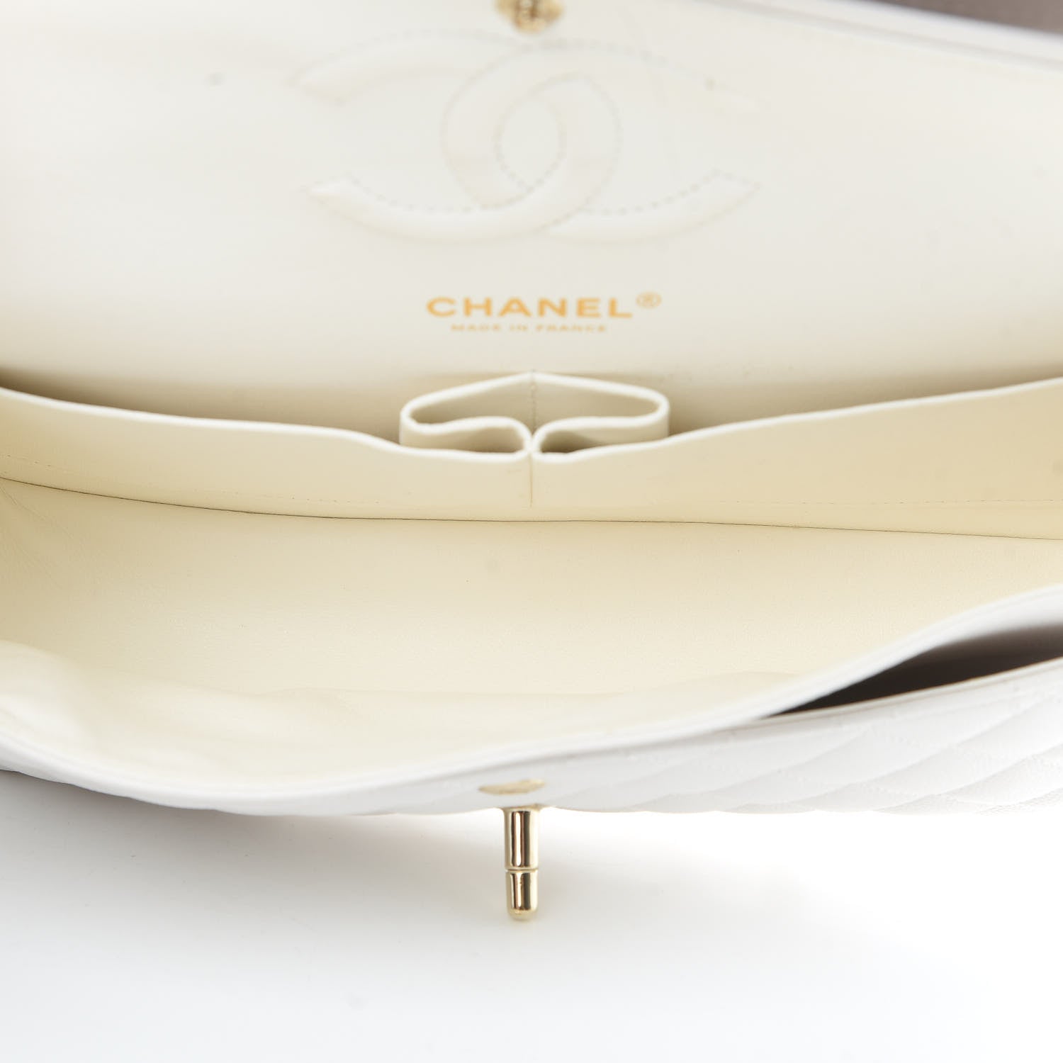 Chanel Caviar Quilted Medium Double Flap White 5 of 14