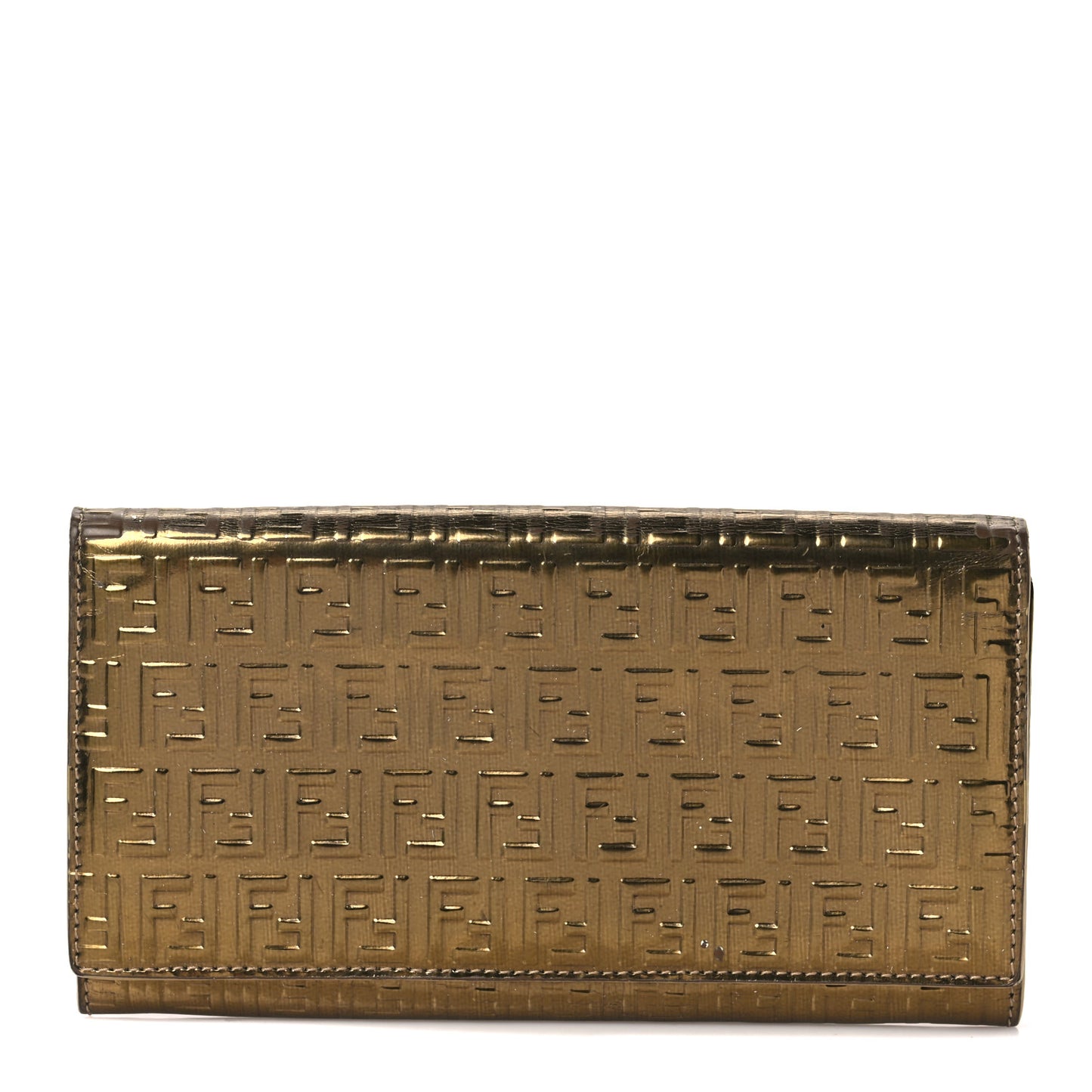 Vitello Mirror FF Embossed Continental Wallet Oro Ambrato