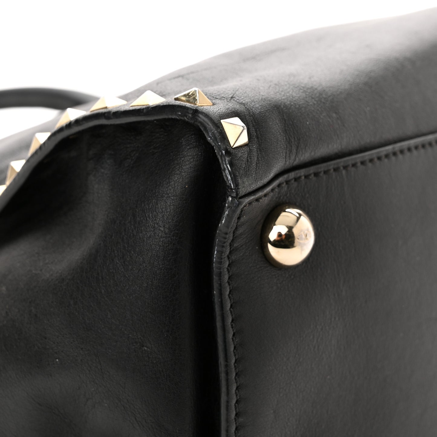 Vitello Rockstud Dome Shopper Black