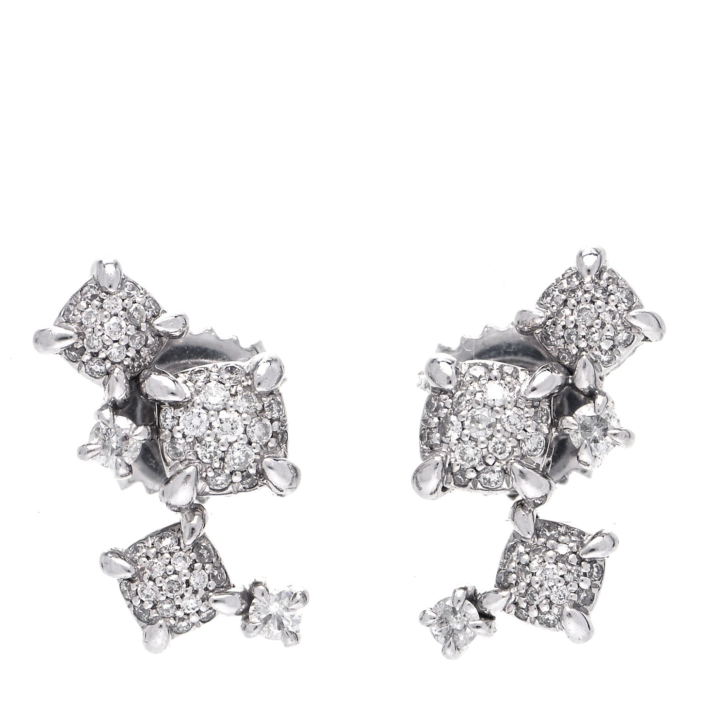 18K White Gold Diamond Precious Chatelaine Climber Earrings
