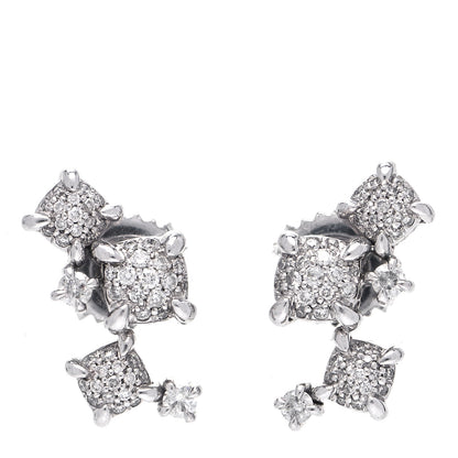 David Yurman 18K White Gold Diamond Precious Chatelaine Climber Earrings 1 of 5