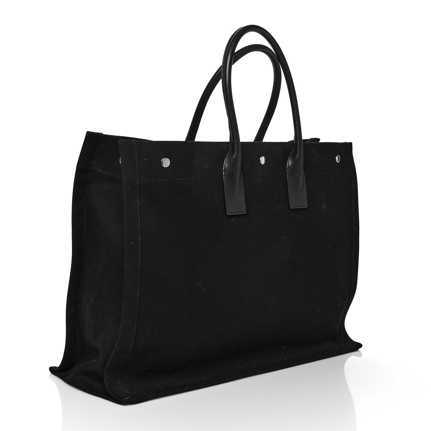 Linen Calfskin Rive Gauche Tote Black