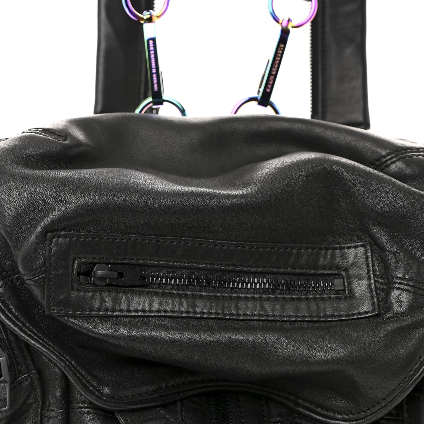 Lambskin Marti Backpack Bag Washed Black Iridescent Hardware