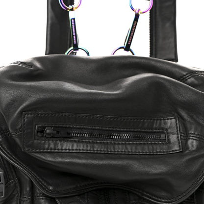 Alexander Wang Lambskin Marti Backpack Bag Washed Black Iridescent Hardware 7 of 13