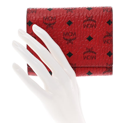 MCM Visetos Tri-Fold Flap Wallet Red 2 of 7