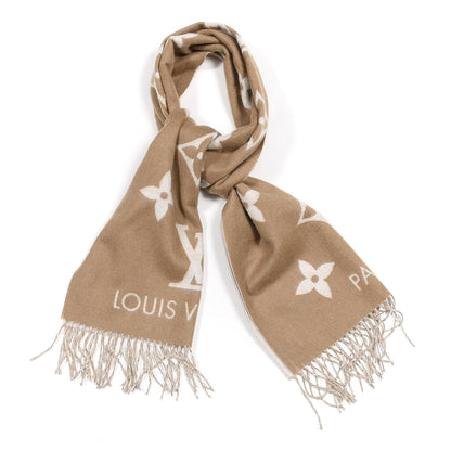 Louis Vuitton Cashmere Monogram Reykjavik Scarf Sand 1 of 3