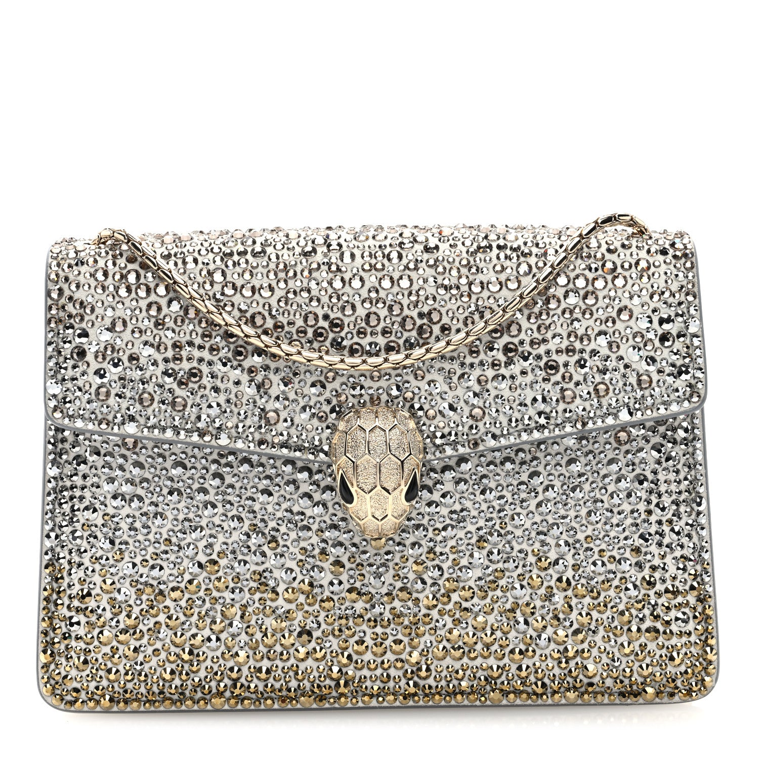 Bulgari Crystal Serpenti Forever Mini Crossbody Bag Gold Silver 1 of 11