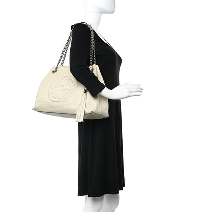 Gucci Pebbled Calfskin Medium Soho Chain Shoulder Bag Off White 2 of 16