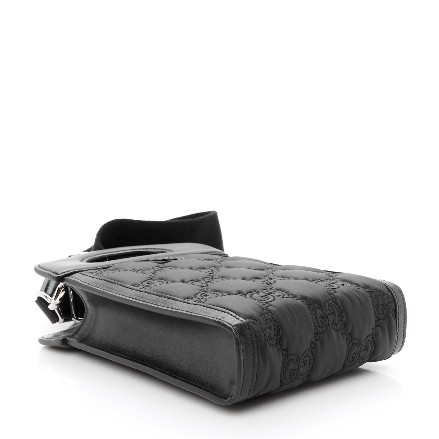 Nylon Calfskin Enamel GG Matelasse Mini Top Slip Handle Crossbody Bag Black