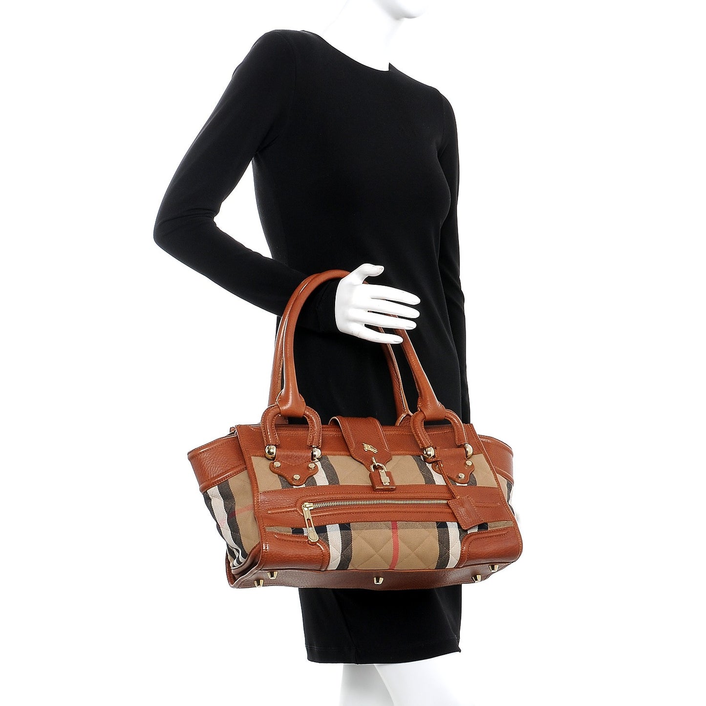 Quilted House Check Large Manor Tote Brown