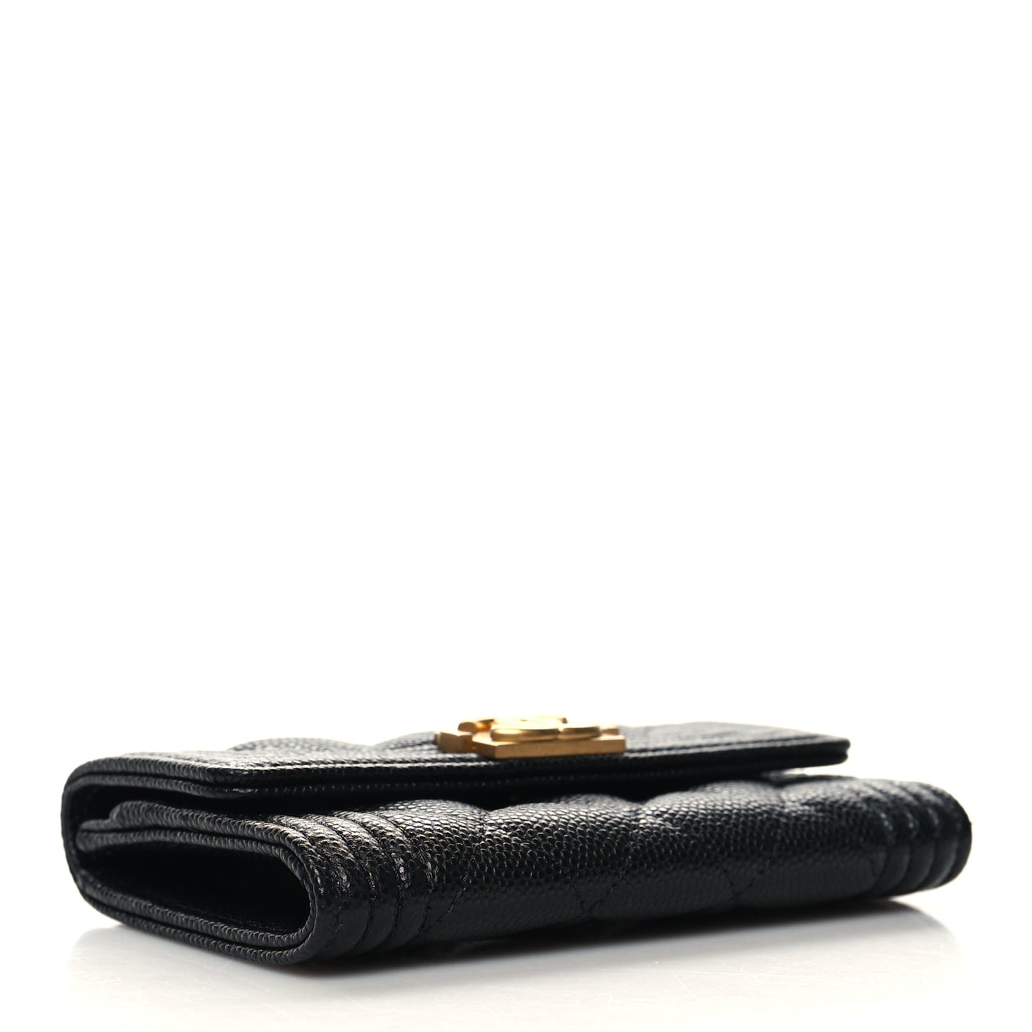 Caviar Quilted Boy Flap Card Holder Black
