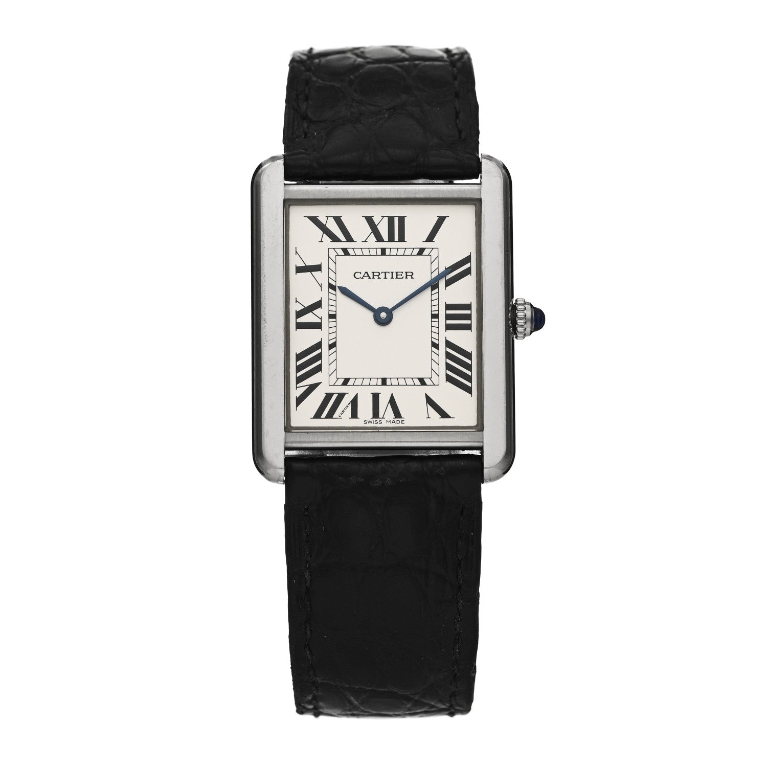 Cartier Stainless Steel Alligator 27mm Tank Solo Quartz Watch 1 of 5