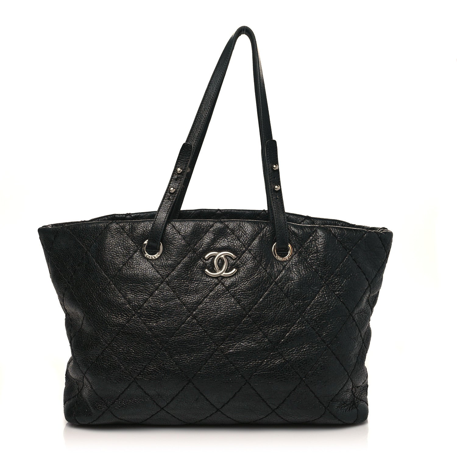 Chanel Glazed Calfskin Large On The Road Tote Black 1 of 8