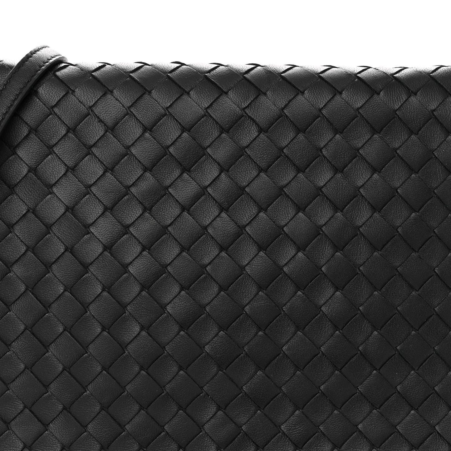 Nappa Intrecciato Crossbody Messenger Flap Black