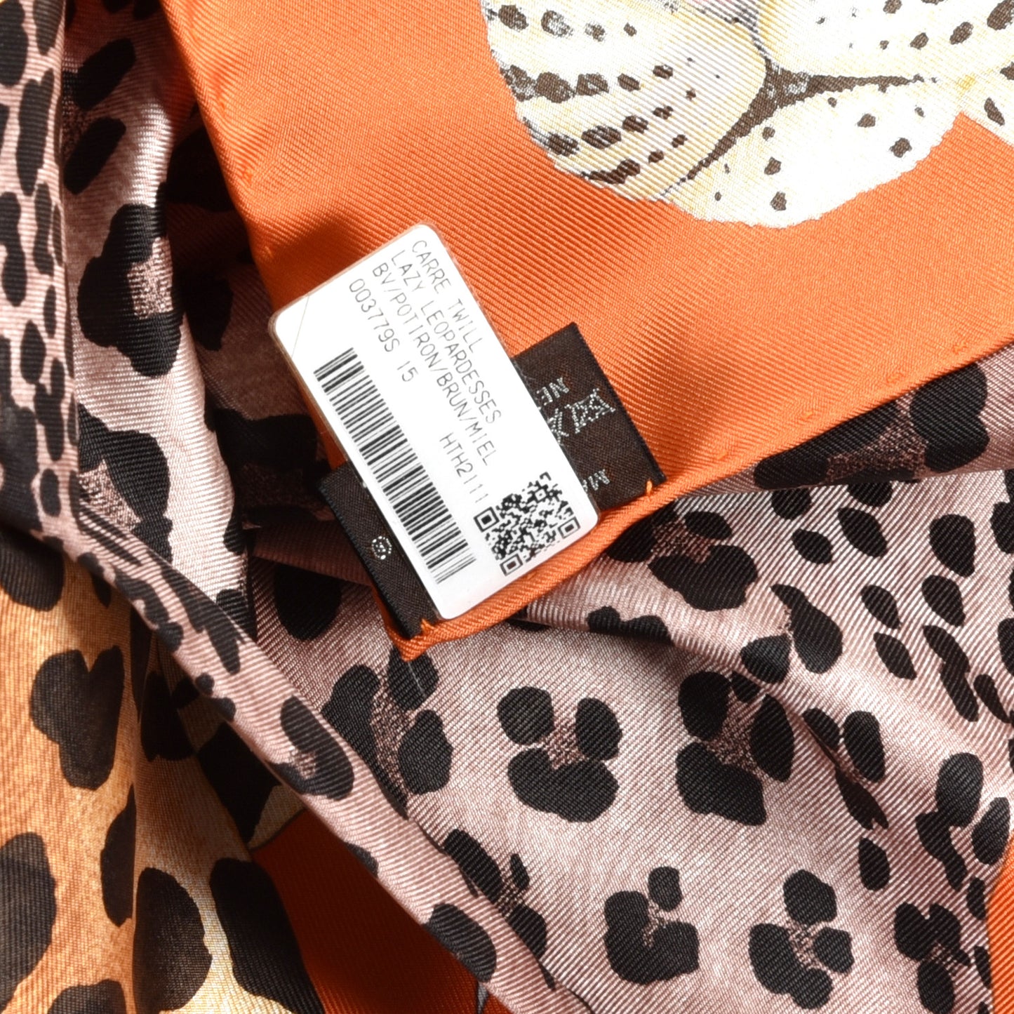 Silk Twill Lazy Leopardesses Scarf 90 Potiron Brun Miel