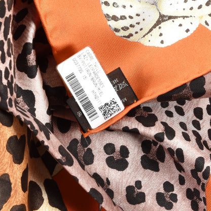 Hermes Silk Twill Lazy Leopardesses Scarf 90 Potiron Brun Miel 6 of 6