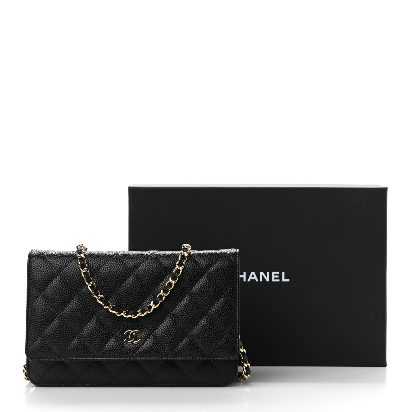 Caviar Quilted Wallet On Chain WOC Black