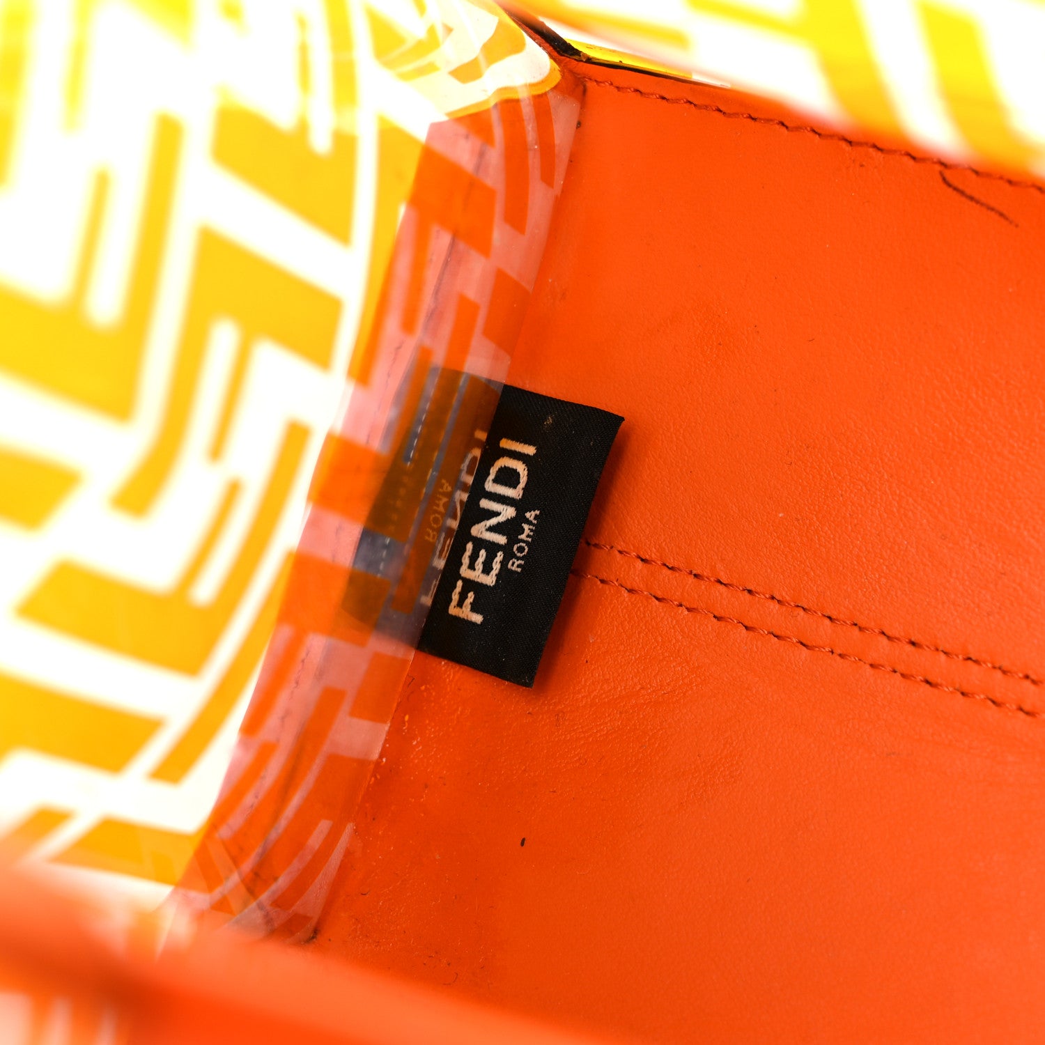 Fendi TPU FF Vitello Century Plexiglass Small Runaway Shopper Tote Aranciata 6 of 23