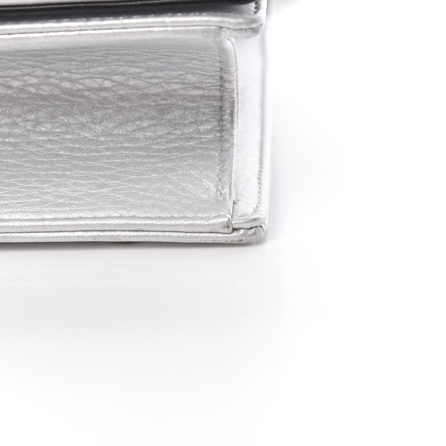 Metallic Grained Calfskin Medium Diorama Flap Bag Silver