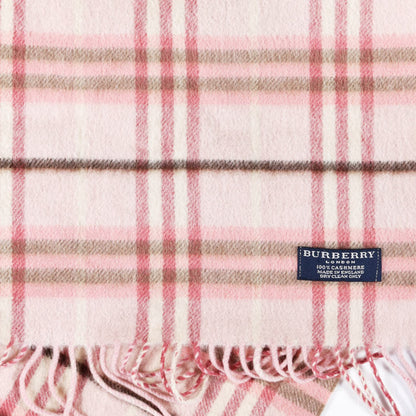 Burberry Cashmere Vintage Check Fringe Scarf Pink 3 of 3