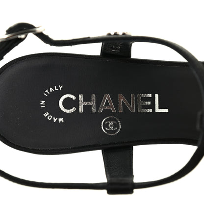Chanel Satin Crystal Slingback Sandals 38.5 Black 7 of 8