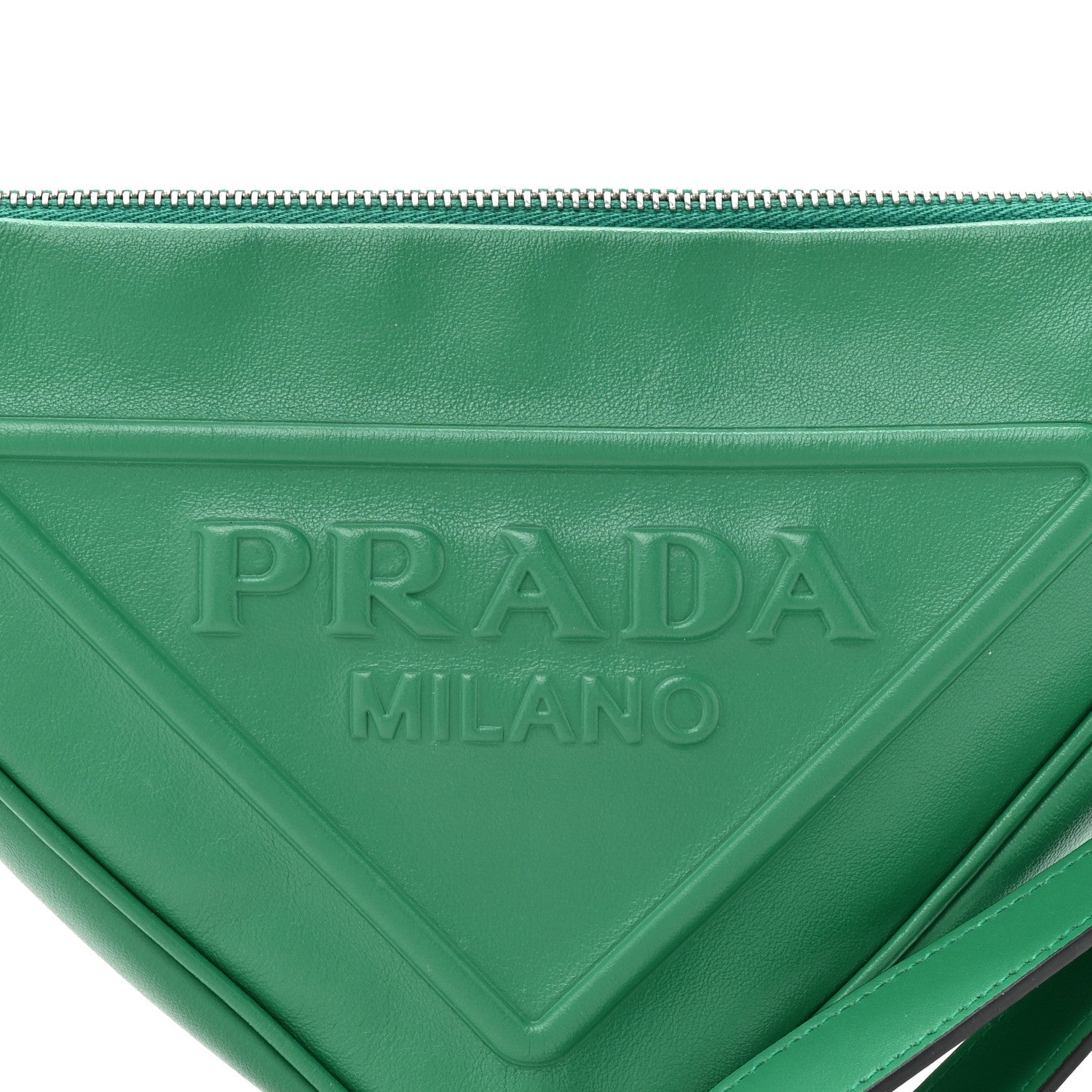 Prada Grace Lux Triangle Logo Embossed Triangle Wristlet Pouch Mango 7 of 9