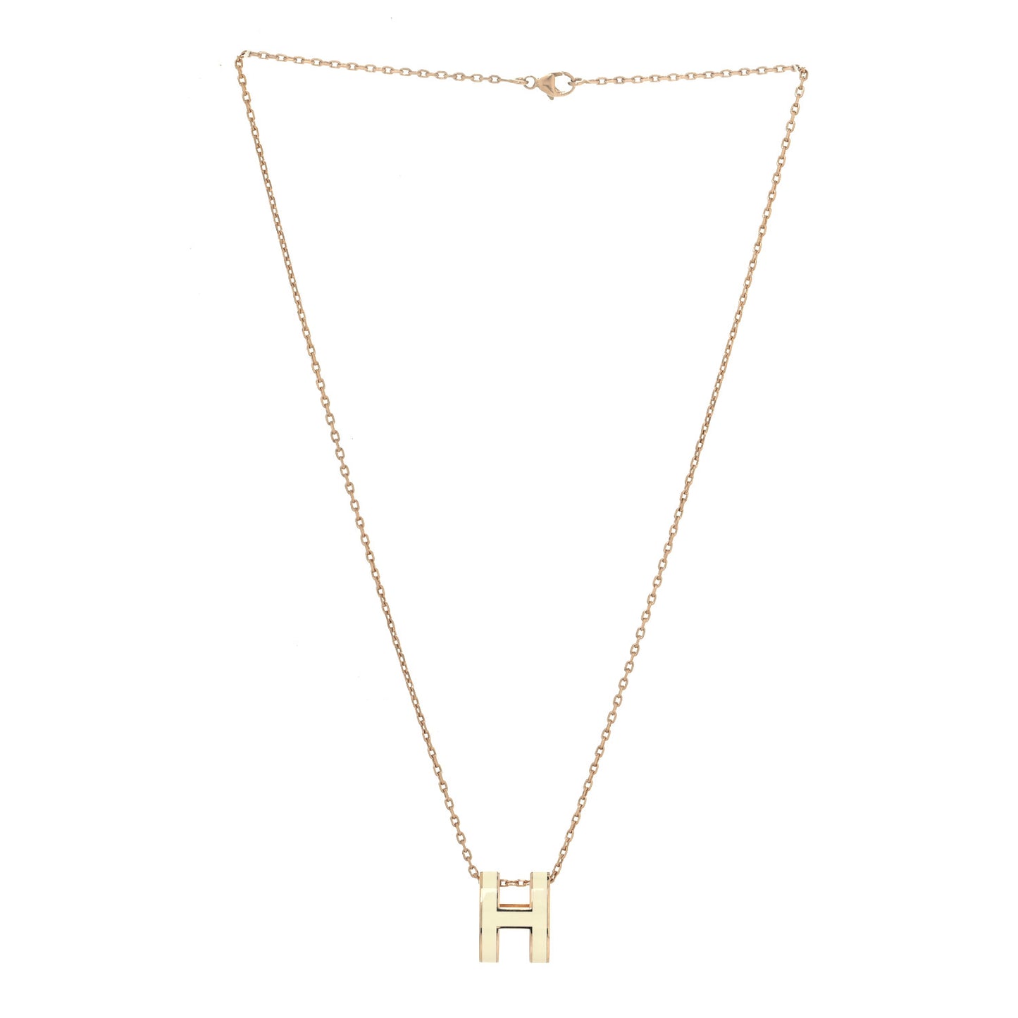 Lacquered Rose Gold Pop H Pendant Necklace White