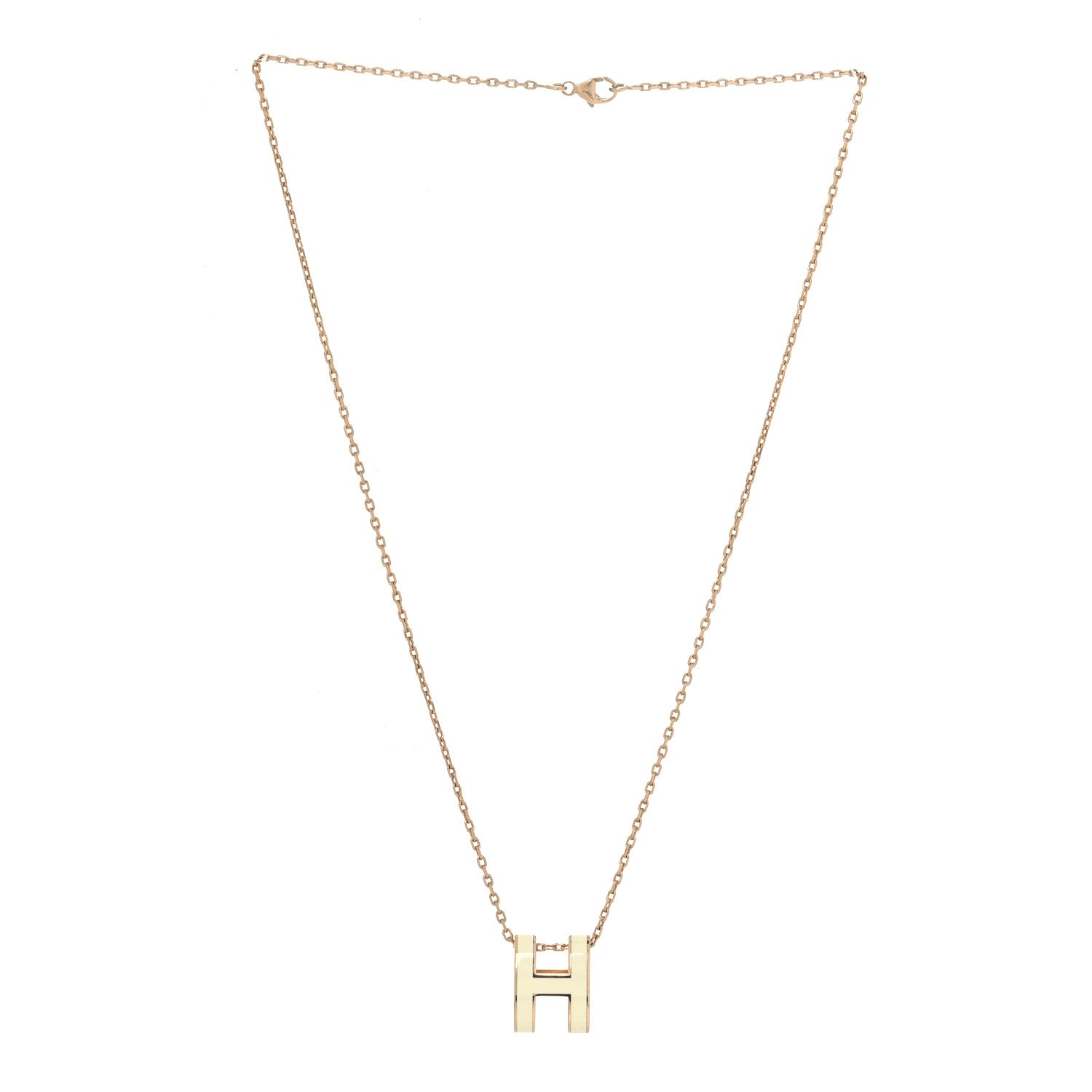 Hermes Lacquered Rose Gold Pop H Pendant Necklace White 3 of 5