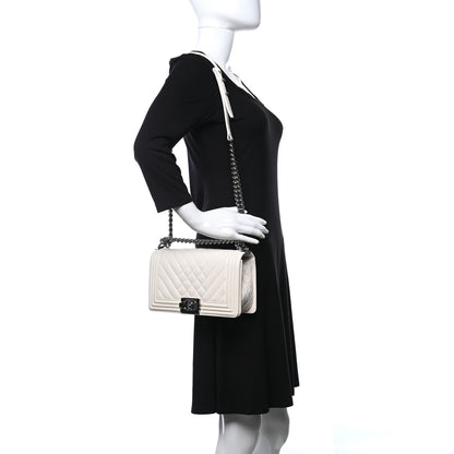 Chanel Lambskin Quilted Chevron Medium Boy Flap White 2 of 16