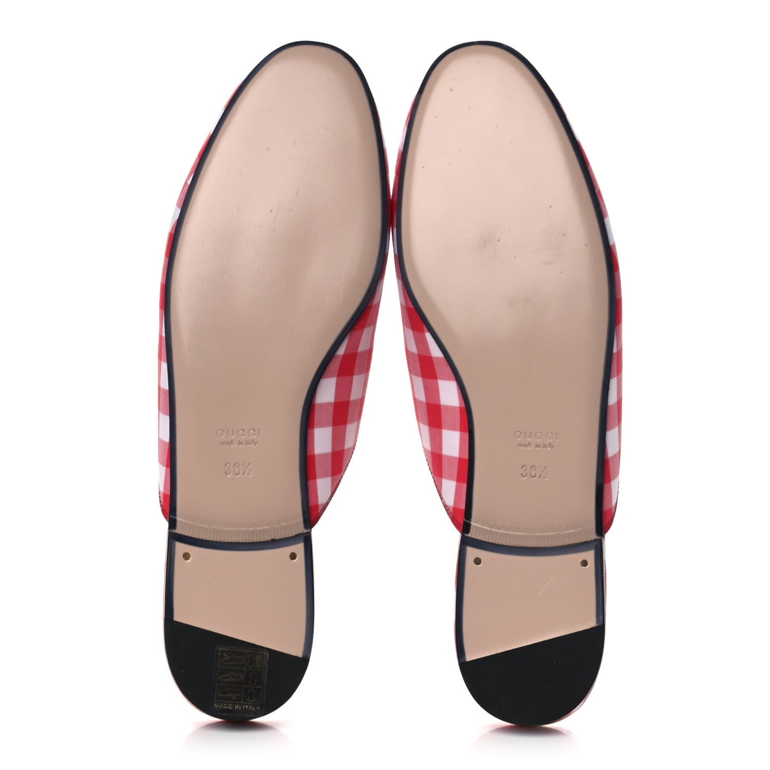 Gucci Cotton Gingham Womens Princetown Slippers 38.5 White Red 5 of 8